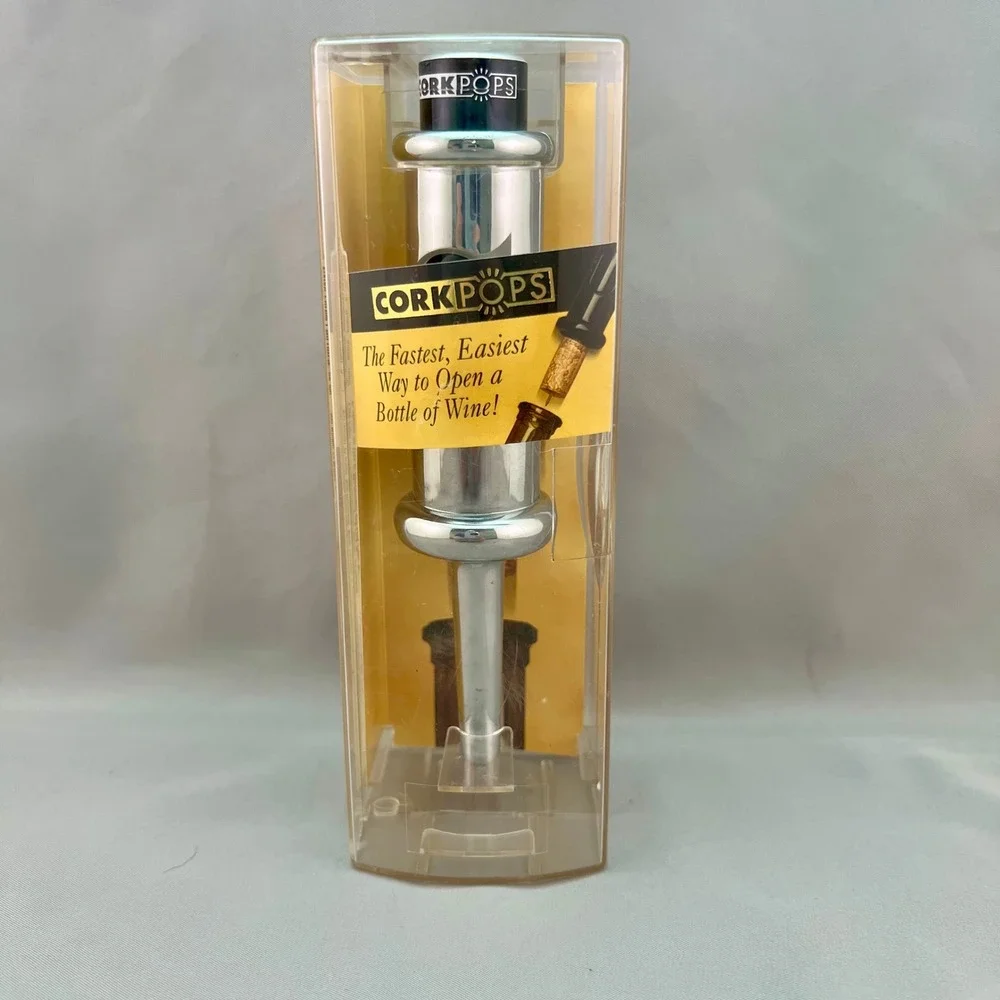 Cork Pops Wine Opener Unisex OS Chrome NEW CO2 Gas Powered Cartridge 2000